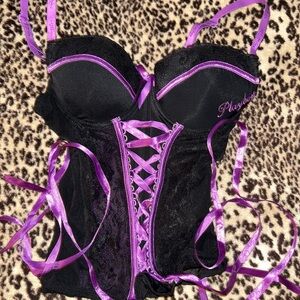 Playboy Black and Purple Lace Corset
